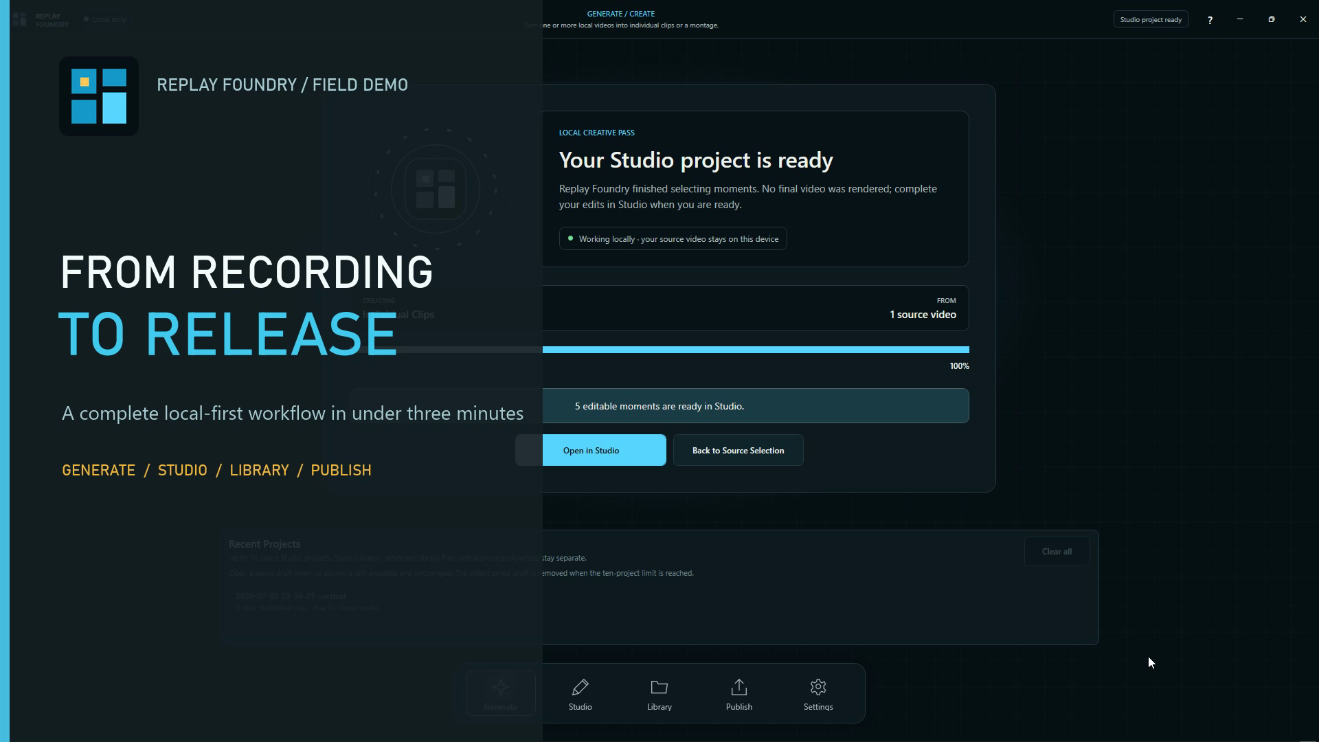 ReplayFoundry creator workflow demonstration